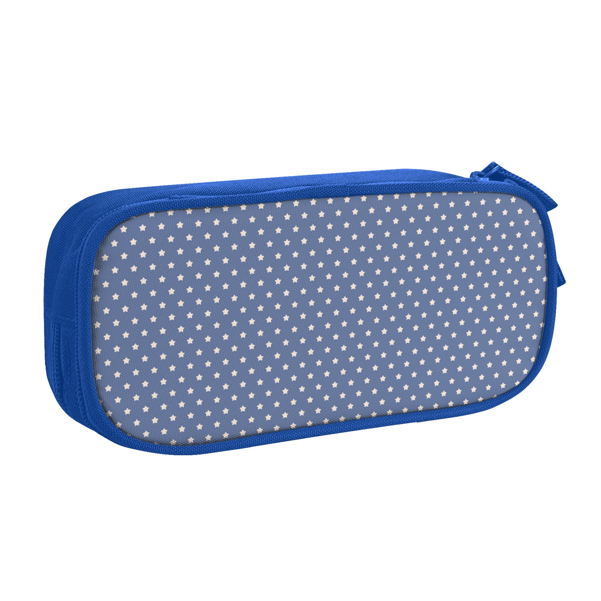 TEQUAN Large Capacity Pencil Case, Blue White Patriotic Stars Pattern