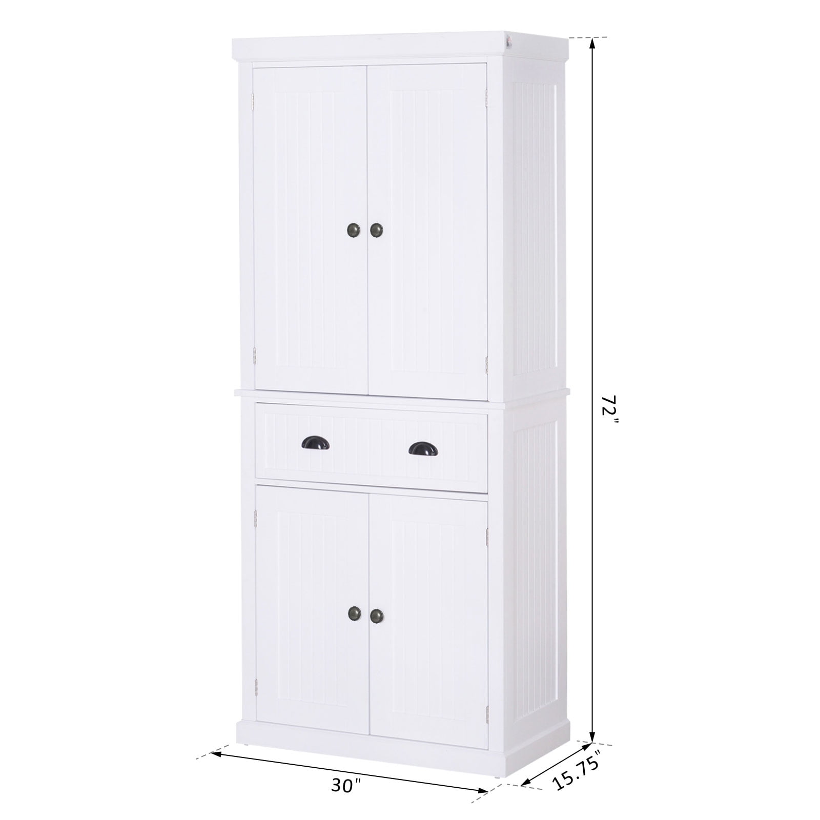 Homcom Traditional Freestanding Kitchen Pantry Cabinet Cupboard With Doors And Shelves Adjustable Shelving Walmart Com Walmart Com