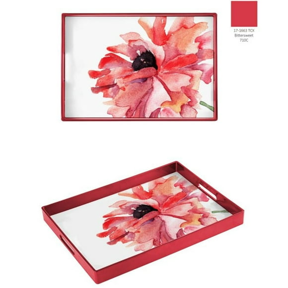 Hometrends, Summer Rectangle Decorative Tray,19x14x1.77 inch, 1 piece