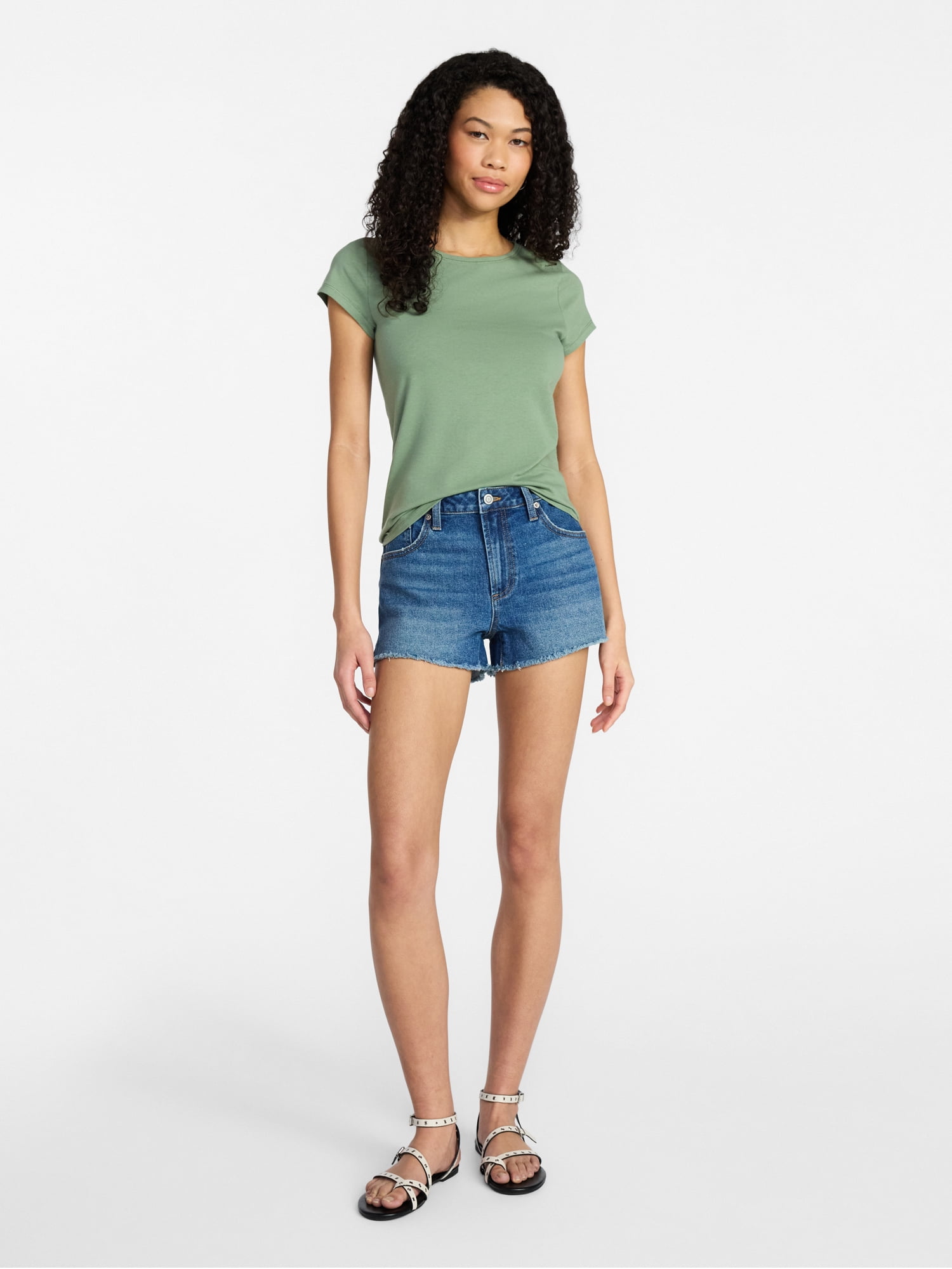 No Boundaries Crew Neck Tee with Short Sleeves, 1 or 3-Pack, Women’s Sizes XXS-XXL