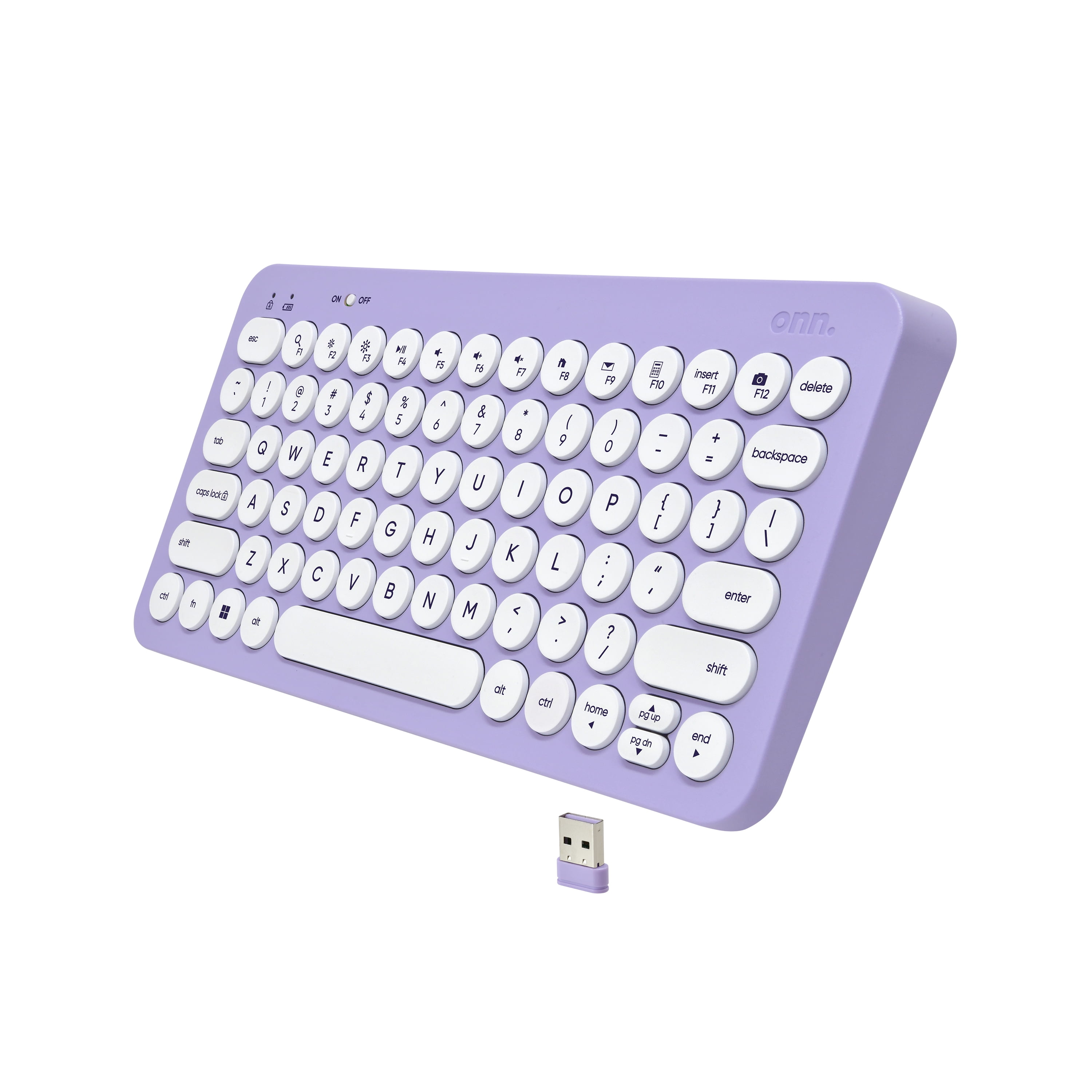 onn. Mini Compact Wireless Office Keyboard, Lavender