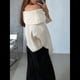 thumbnail image 5 of Suéter de Punto de Larga con Hombros Descubiertos para Mujer, Suéter Informal Holgado de Gran Tamaño, Tops de Punto Vintage A . M, 5 of 8