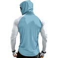thumbnail image 4 of Dresfit Sun Shirt Mens Upf 50+ Long Sleeve Fishing Shirts 2026 Summer Hooded Workout Pullover Big and Tall Sun Protection Hiking Hoodies with Face Mask Sky Blue 4XL, 4 of 9