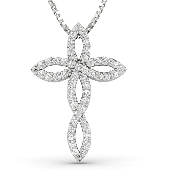 1/2ctw Diamond Infinity Cross Pendant Necklace in 10k White Gold (0.50ctw, G-H, I2-I3)