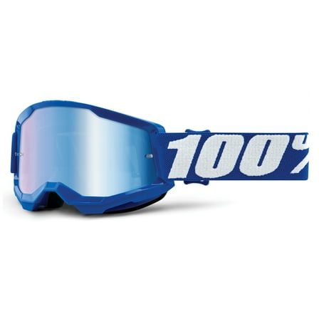 100 % Strata 2 Junior Goggles (One Size Fits Most, Blue / Mirror Red/Blue Lens)