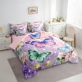 thumbnail image 3 of Castle Fairy Flying Gradient Butterflies 7-Piece Twin Bedding Sets,Abstract Ombre Watercolor Bedding Comforter Set,Dreamy Princess Breathable Sheet Sets,Luxury Bedroom Decor, 3 of 8