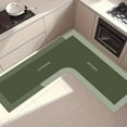 thumbnail image 4 of Kumdkd L-Shaped Non-Slip Kitchen Rug - 47.2x29.5inch Absorbent Floor Mat with Memory Foam, Machine Washable Corner Carpet for Sink Area (Green), 4 of 7