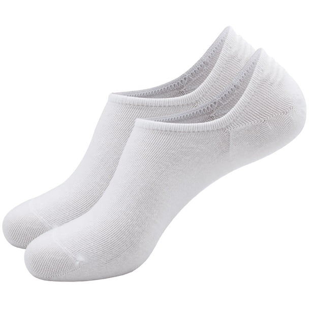 Xiao Hua 10 pares de calcetines invisibles para mujer - Tobilleros bajos antideslizantes - Calcetines invisibles para uso casual y formal - Suaves y elásticos, color blanco