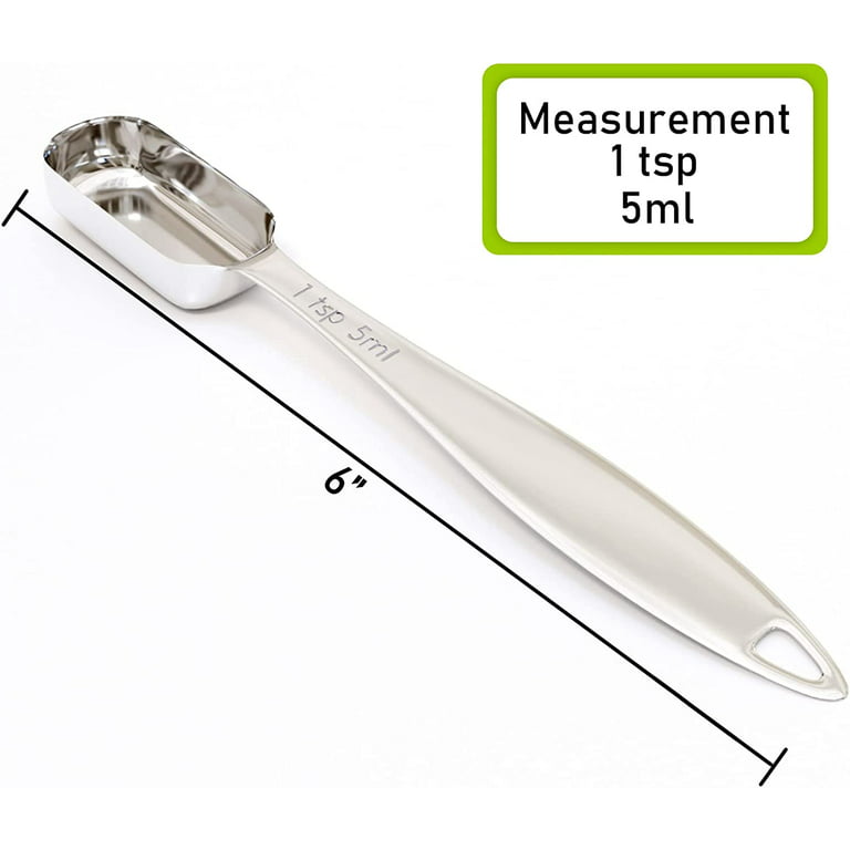 1 Teaspoon(5 mL | 5 cc | 1/3 Tablespoon) Single Measuring Spoon, Stainless  Steel Rectangular Individual Measuring Spoons, Long Handle Measuring Spoons