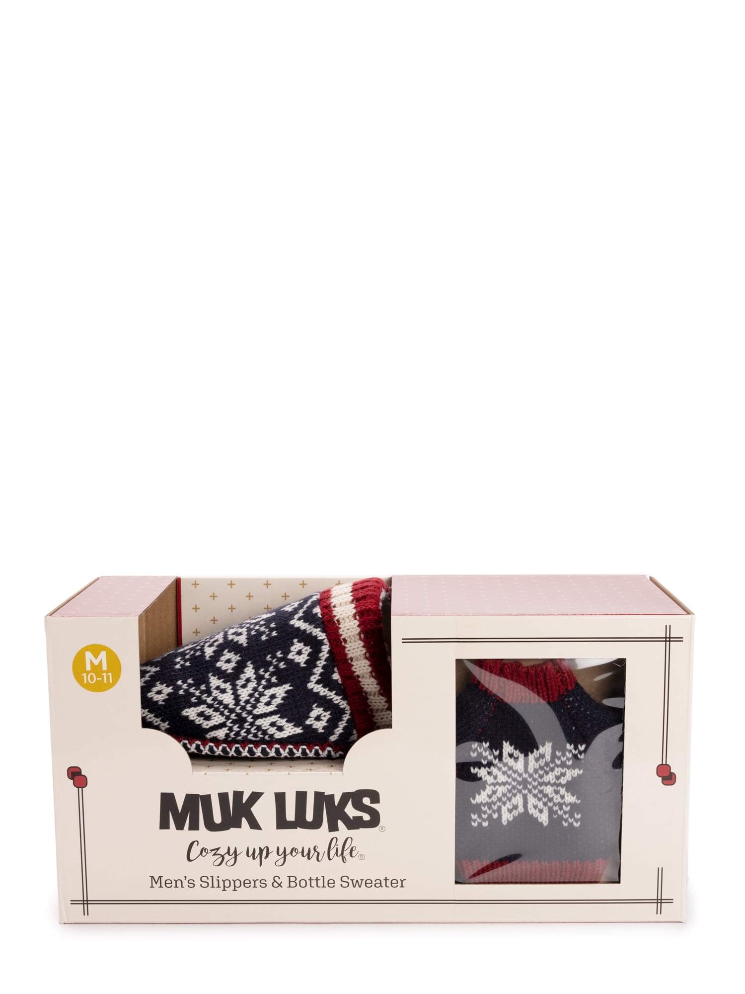 MUK LUKS Men's Rib Knit Scuff Slipper w/ Matching Bottle Sweater