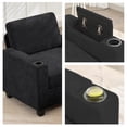 thumbnail image 6 of JUSTLET Sectional Sofa with Storage, L Shaped Modular Sofa Couch with Storage Seats and Arms, 3-Seater Chenille Fabric Couch with Cup Holders for Living Room Office Apartment Small Space, Black, 6 of 7