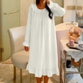 thumbnail image 6 of MYAOYI Sleepwear for Women Long Sleeve Ruffled Midi Nightgown, 6 of 7