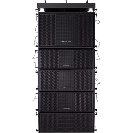 Sound Town ZETHUS Speaker PA System with Line Array Subwoofer, Black