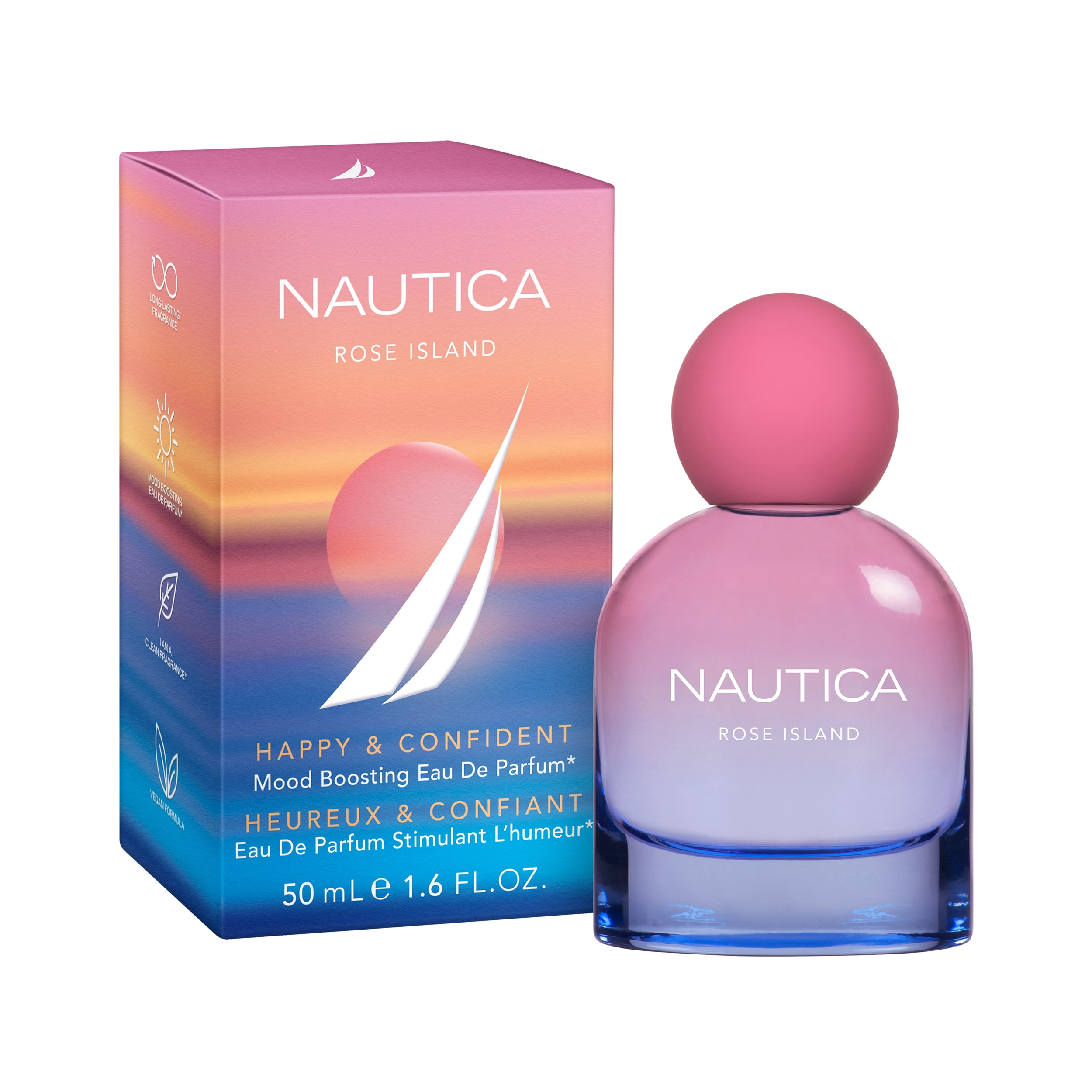Nautica Rose Island Eau de Parfum for Women, Mood-Boosting Perfume, Happy & Confident, Amber Floral Fragrance, Vegan Formula, Long Lasting Scent, 1.6oz