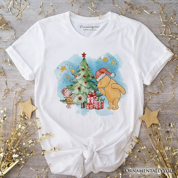 Christmas With Pooh Bear and Friends T-Shirt, Heartwarming Holiday Tee