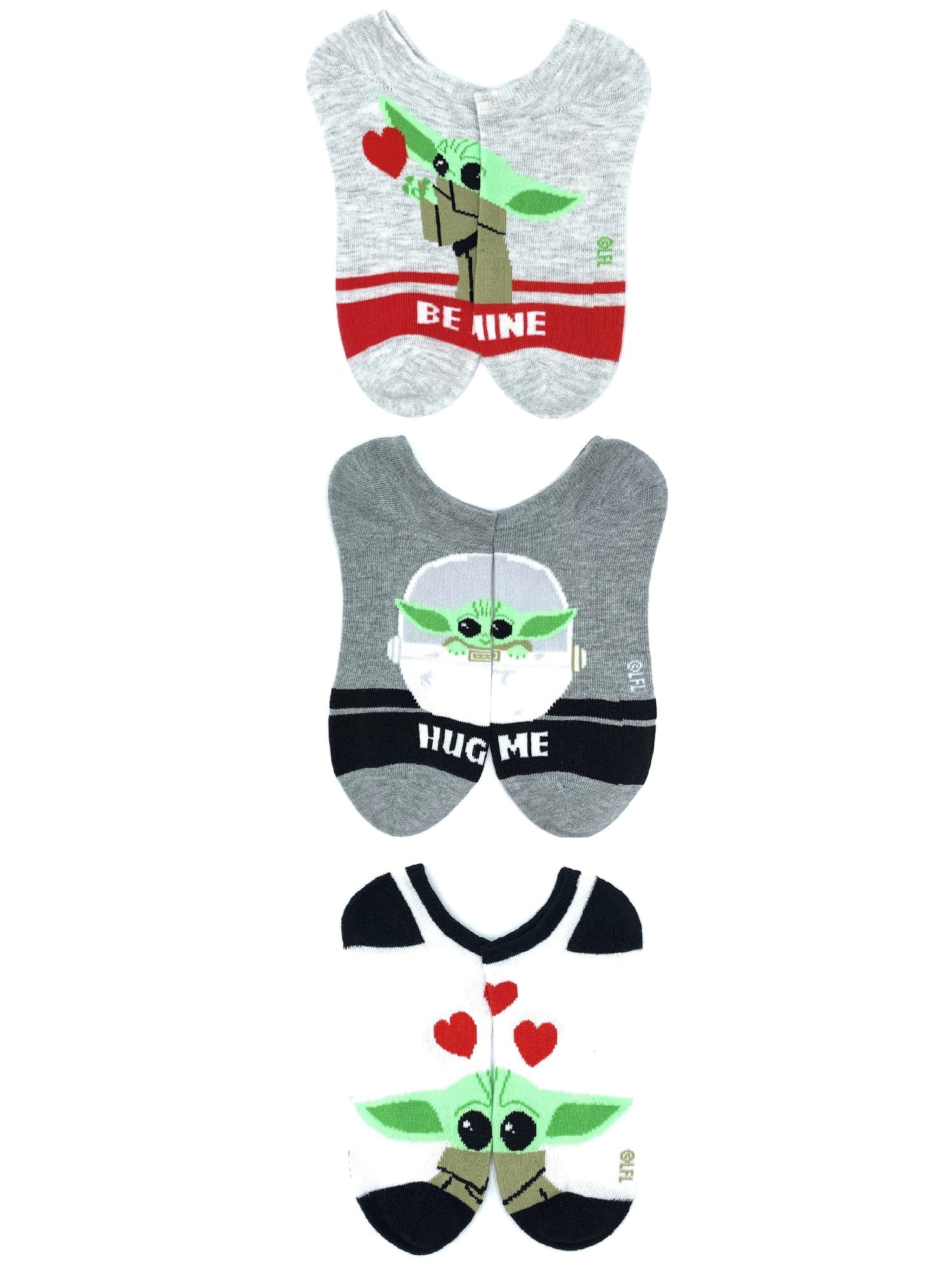Star Wars The Mandalorian, Valentine’s Day Women's No-Show Socks, 3-Pack, Size 4-10