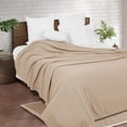 thumbnail image 3 of BELIZZI HOME 100% Cotton Bed Blanket, Breathable Thermal Blanket Full - Queen Size, Soft Chevron 90''x90'', Perfect for Layering Any All Season, Beige, 3 of 6