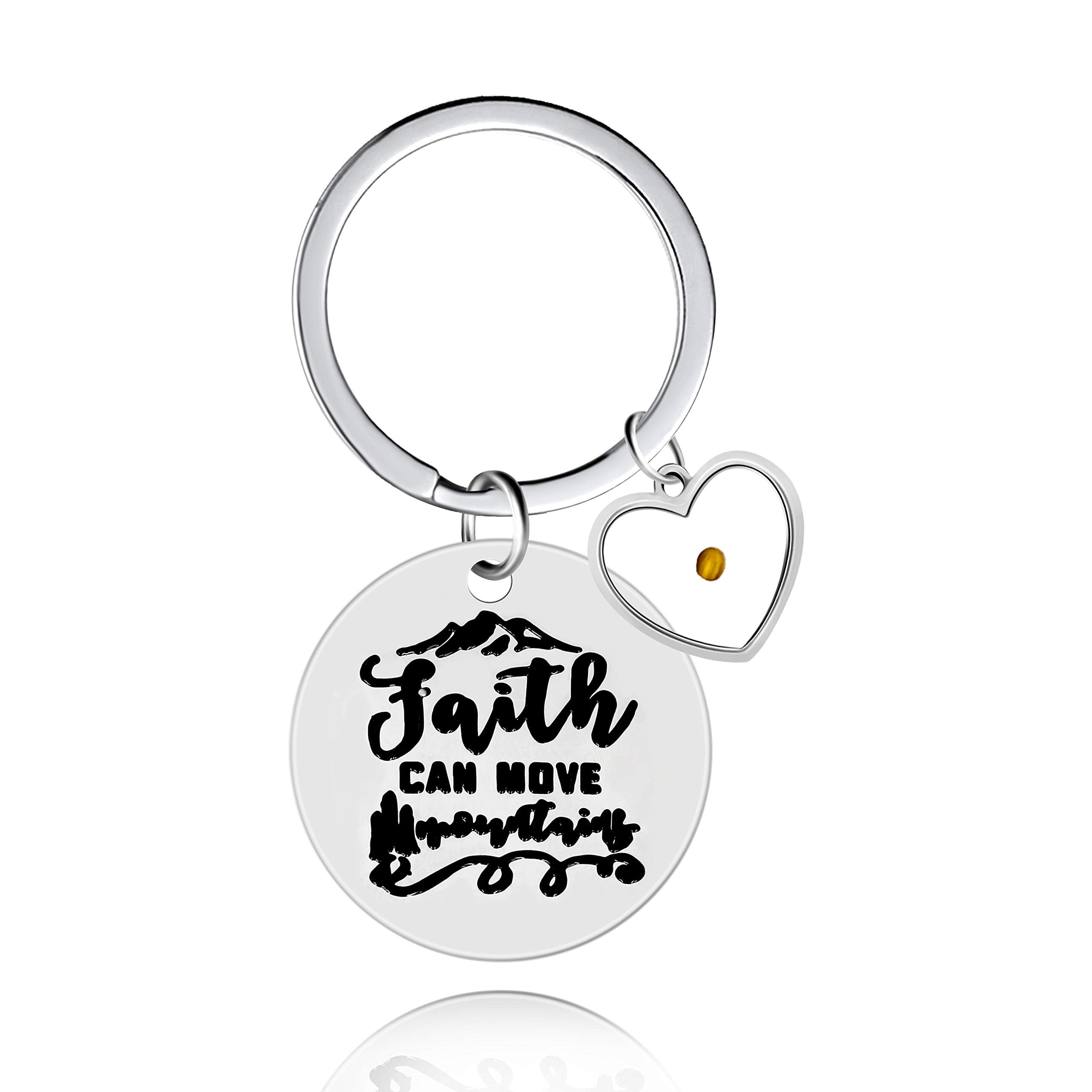 Inspirational Christian Keychain Faith Can Move Mountains Key Chain