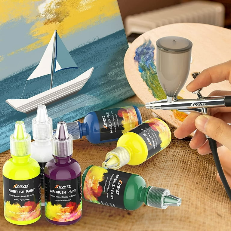 Airbrush Paint - 30 Colors with 3 Thinner, Ready to Spray Airbrush Paint  Set, Water-Based Acrylic Air brush Paints for Metal, Plastic Models,  Canvas