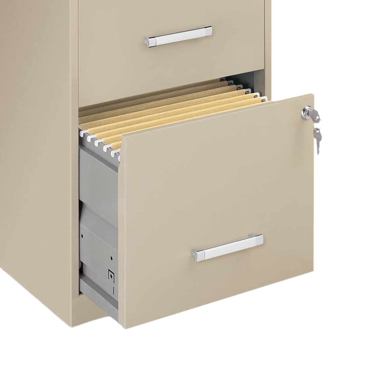 Space Solutions 2 Drawers Vertical Steel Lockable Filing Cabinet, Putty