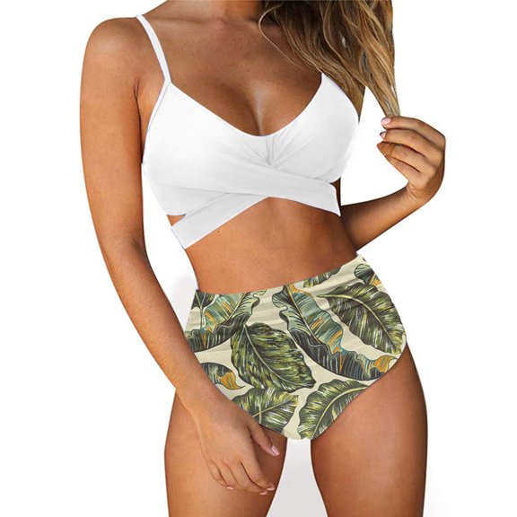 CALAFEBILA Women Bikini 2025 Elastic Floral Printed Water Skiing Show Waist Suspender Summer Mother's Day Split China Swimwear for Ladies