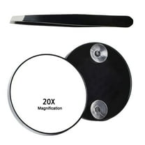 Magnifying Mirror with 2 Suction Cups, 3.5 inch Magnified Mirror 20X Travel Round Makeup Mirror with High Magnification, Make up Mirror with Tweezer