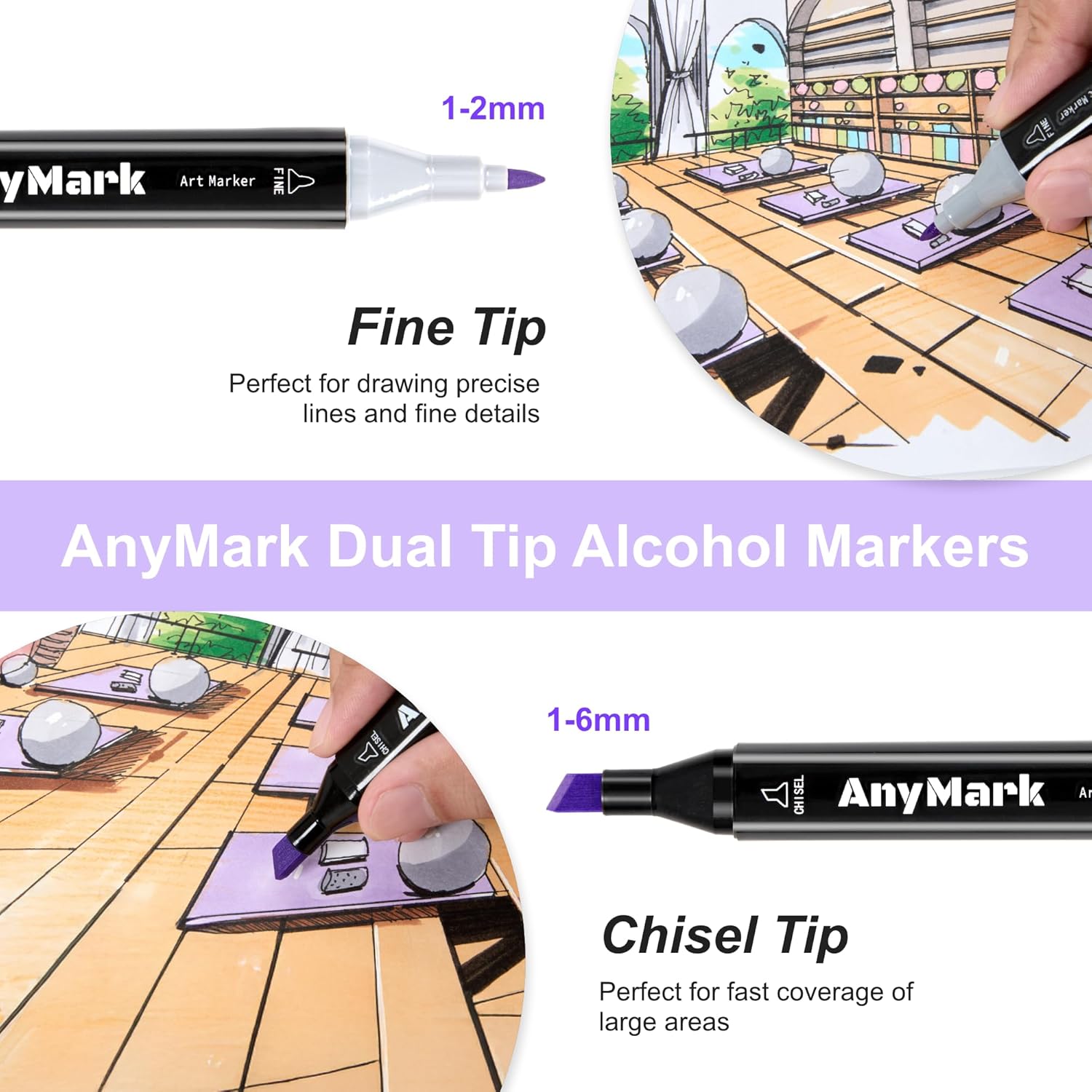 AnyMark Alcohol Markers, 80 Colors Dual Tip Set photo 4