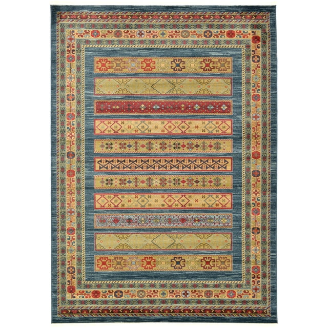 Unique Loom Fars Collection Tribal Modern Casual Area Rug, 7 x 10 Feet, Blue/Red