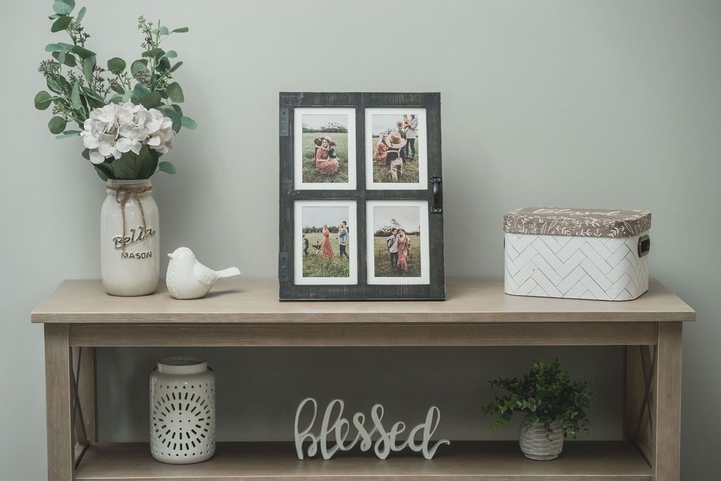 GLM Collage Picture Frames for 4x6 and 5x7 Photos with Glass and cherry  wood