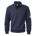 thumbnail image 3 of Ceisia Men's Regular-Fit Stand-Collar Half-Zip Checkered Texture Hoodless Sweatshirt Gift, 3 of 8