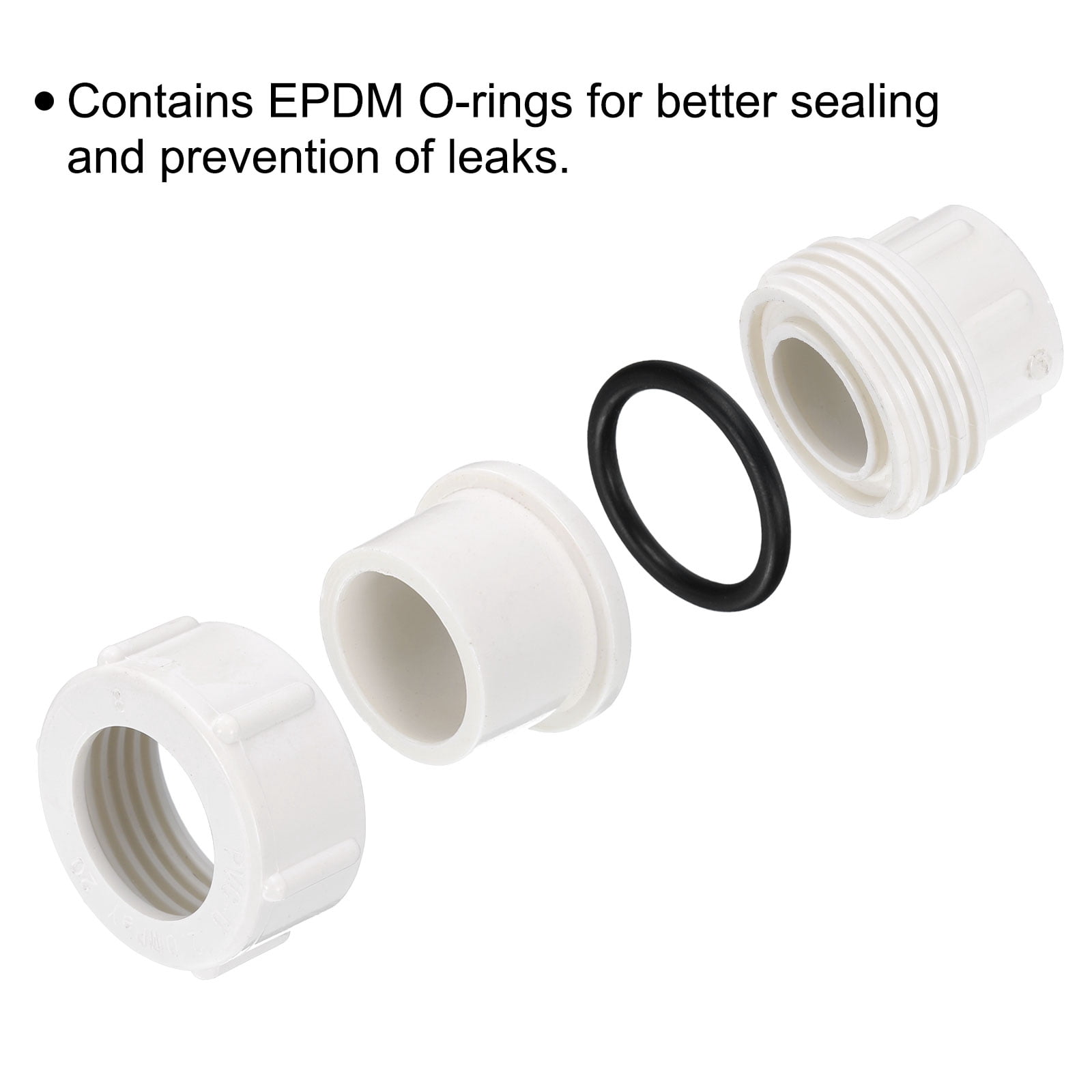 Unique Bargains Union Coupling Pipe Fitting Socket x Socket Adapter 40 White 4"