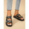 thumbnail image 3 of Women‘s Comfortable Fashionable Round Toe Black Sandals With Double Buckle  Double Layered Thick Platform And Wedge Heel  Open Toe, 3 of 7