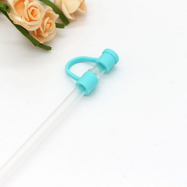Bonita tapa de pajita de silicona de 8 mm con forma de macarrón, tapa antipolvo, cubierta de pajita reutilizable
