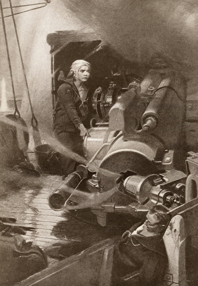 John Travers Cornwell Vc 1900- 1916 First World War British Naval Hero Here Seen Awaiting Orders By His Gun On Hms Chester During The Battle Of Jutland From The Year 1917 Illustrated Published London