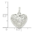 thumbnail image 3 of 925 Sterling Silver Hollow Polished Filigree Love Heart Charm 14x15mm Wide Pendant Necklace for Women, 3 of 4