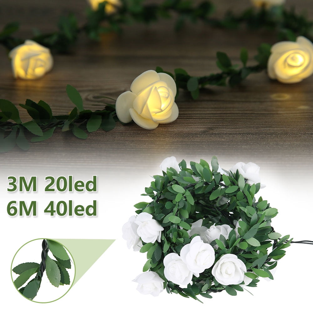 40 LED Flower String Fairy Lights Ivy Vine Wedding&Hanging Garland Home Decor 