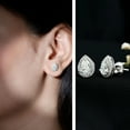 thumbnail image 3 of Rosec Jewels Pear Shape Moissanite Halo Stud Earrings - D Color VS1 Clarity, 14K White Gold, 3 of 9