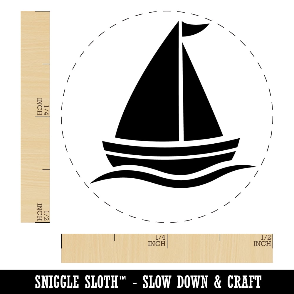 Sailing Sailboat Self-Inking Rubber Stamp Ink Stamper - Black Ink - Mini 1/2 Inch