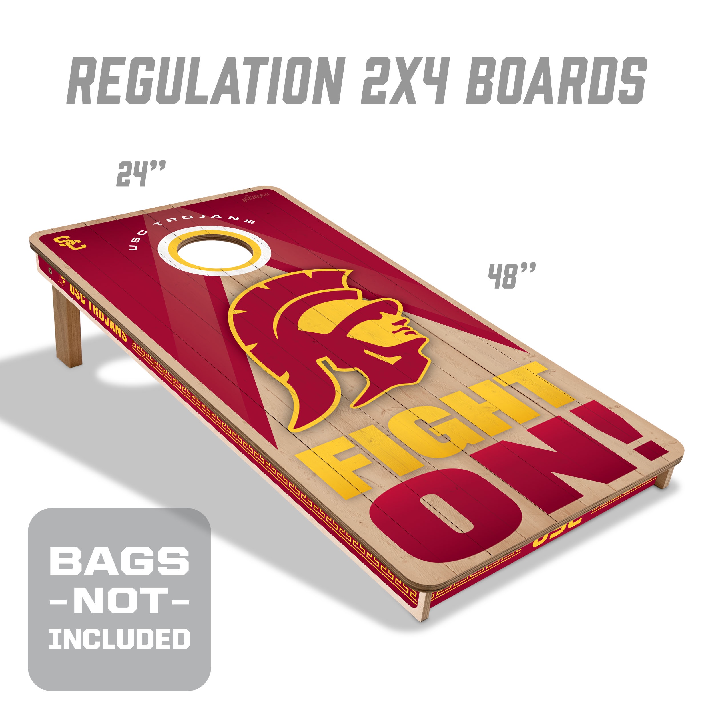 YouTheFan NCAA USC Trojans 2X4 Slogan Series Cornhole NO BAGS