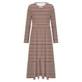 thumbnail image 3 of QUNYINEY Casual Dresses for Women Long Sleeve Striped A-Line Dress Flowy Empire Waist Crew Neck Maxi Dresses, 3 of 4