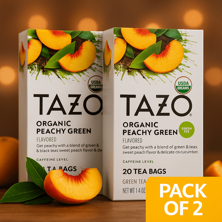 peachisao、３点セット Tazo Peachy Green Tea, 40 Tea Bags, Green Tea with Peach and