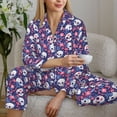 thumbnail image 6 of Honeii Skull cartoon flower print Women's Pajama Sets Long Sleeve Button Down Sleepwear Nightwear Soft Pjs Lounge Sets-X-Large, 6 of 7