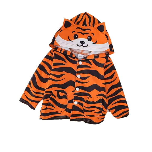Kiijoy Newborn Boys Tiger Print Hoodie Animal Hooded Long Sleeved Sweatshirt, Sizes 9-12M