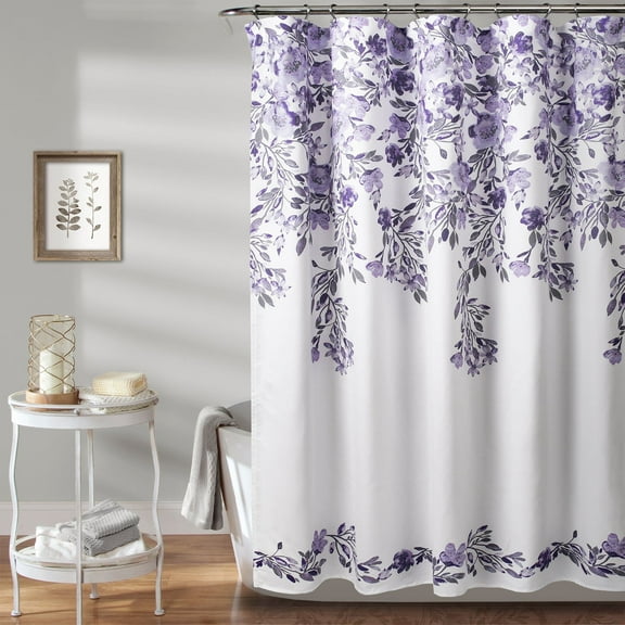 Lush Decor White, Purple, Polyester Shower Curtain, 72.00" x 72"