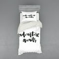 thumbnail image 2 of Adventure Duvet Cover Set, Inspirational Words About Life and Travel Adventure Never Stops Journey Theme, Bedding Set with Shams and Fitted Sheet, 3 Sizes, by Ambesonne, 2 of 3