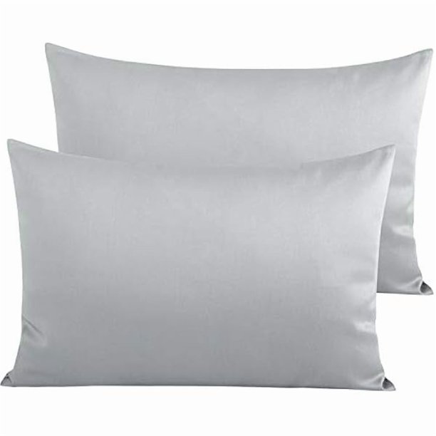 Chenchen Egyptian Cotton Queen Pillowcases - Set of 2, 500 Thread Count Cotton Pillowcases - Soft and Breathable Envelope Closure Pillow Cases - 20x30 Pillow Covers for Bed, Light Grey