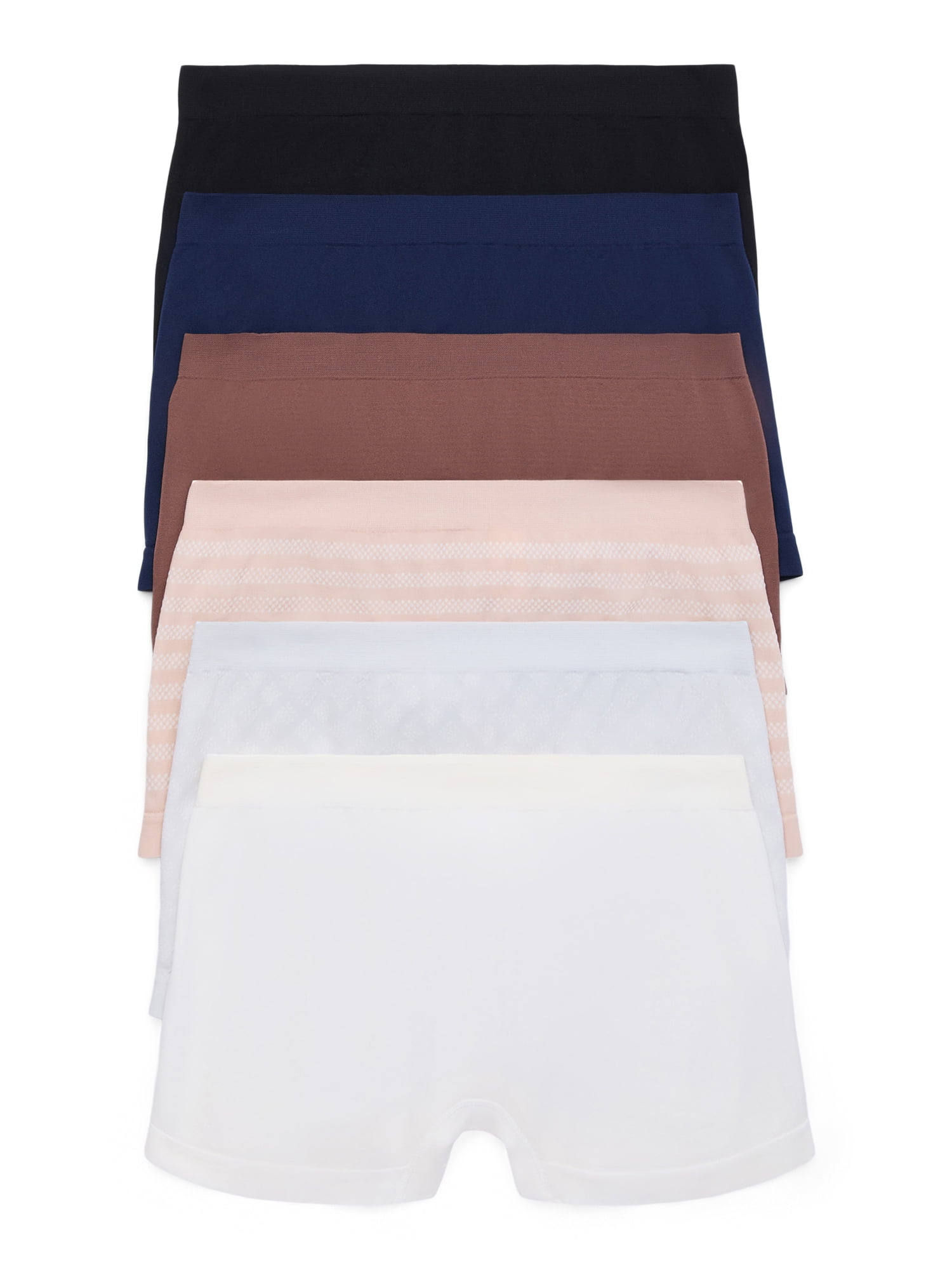 Joyspun Women's Seamless Boyshort Panties, 6-Pack, Sizes XS-XXXL