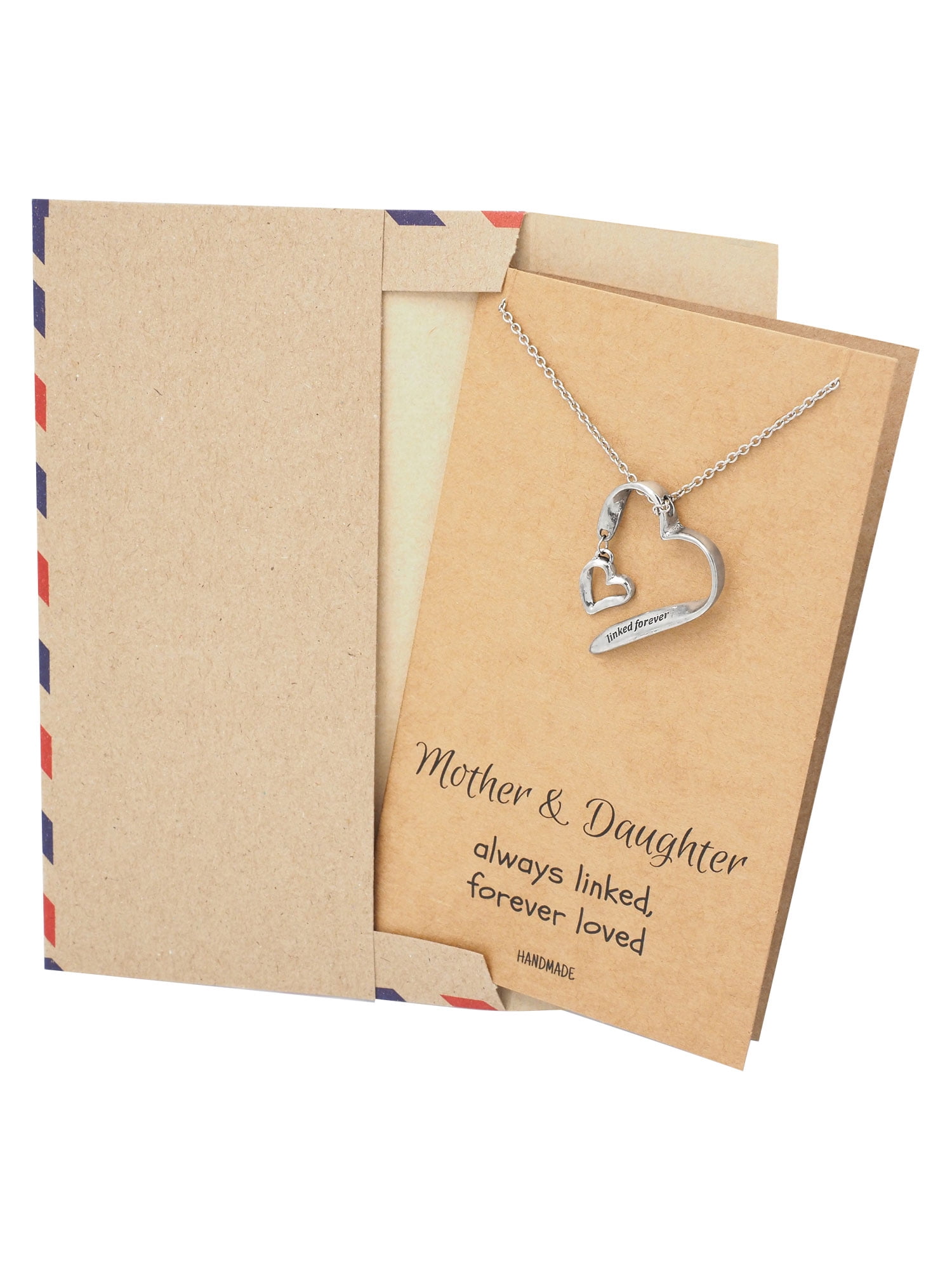 Mother Daughter Necklace, Mother Daughter Jewelry, Always Linked Engraved Heart Necklace, 16 inches to 18 inches, Silver Tone