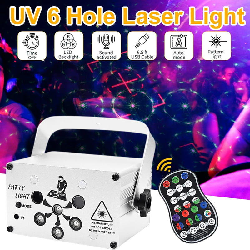 Mini Party Light 6 Trous UV Disco RVB Projecteur Lumière LED Strobe Light