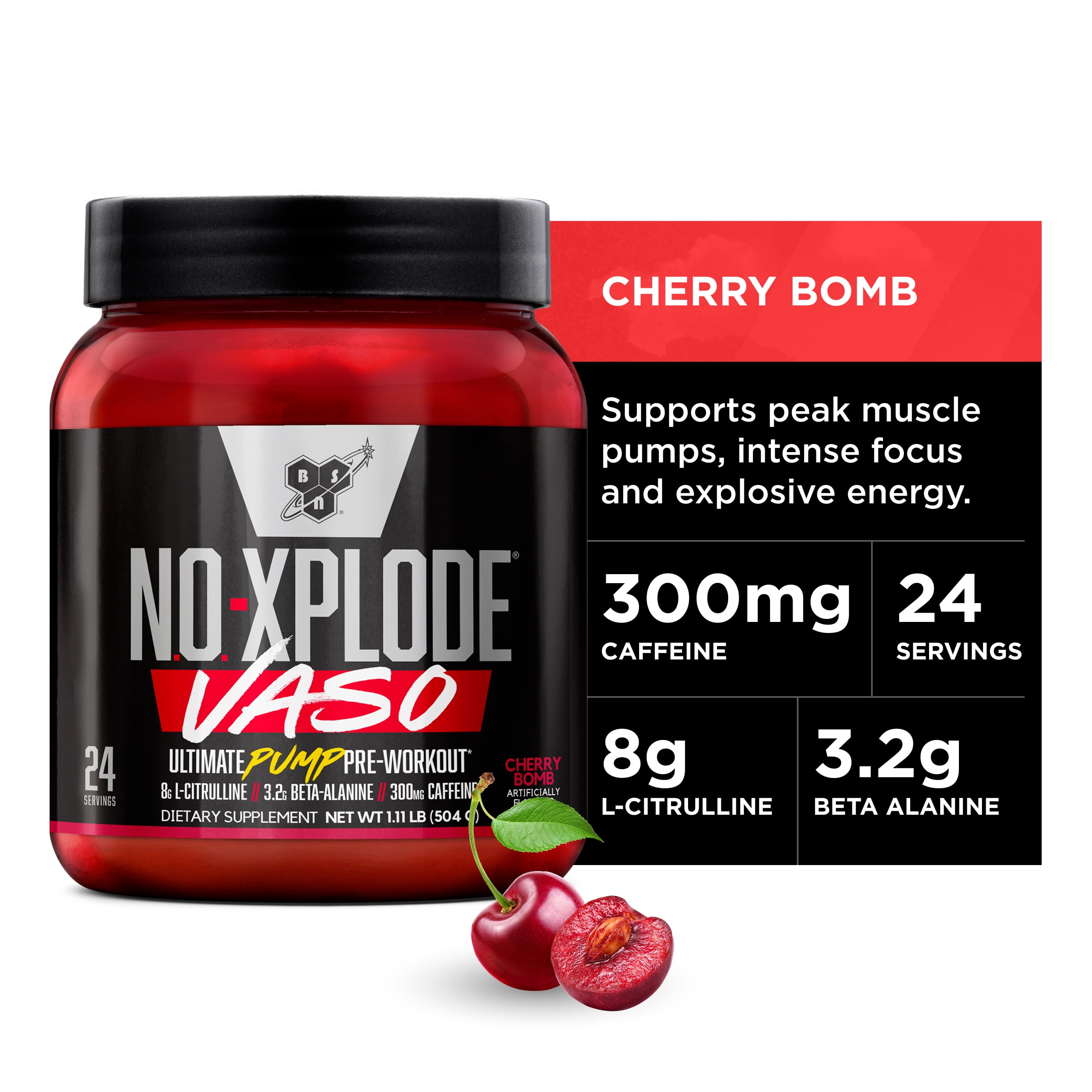 BSN N.O.-XPLODE Vaso Pre Workout Mix, Pro Muscle Gain, Razzle